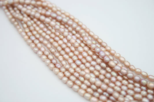 Loose Freshwater Pearls Strands Mauve Rice