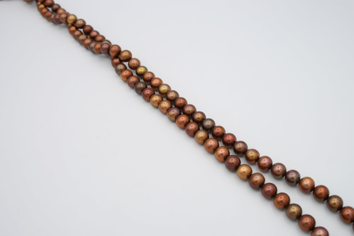 Loose Freshwater Pearl Strands Brown/Copper