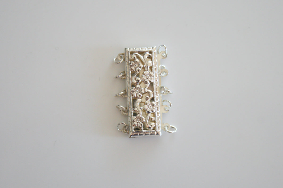Four Strand Sterling Silver Filigree Box Clasp