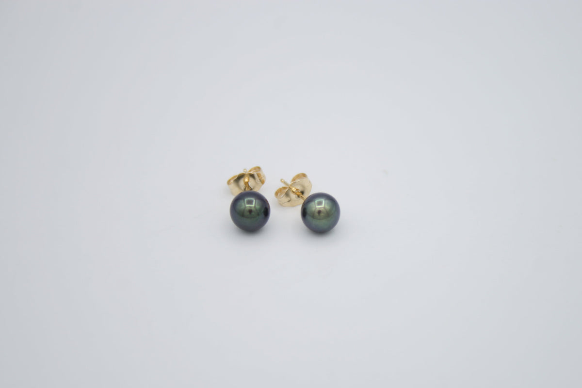 Black Freshwater Pearl Studs
