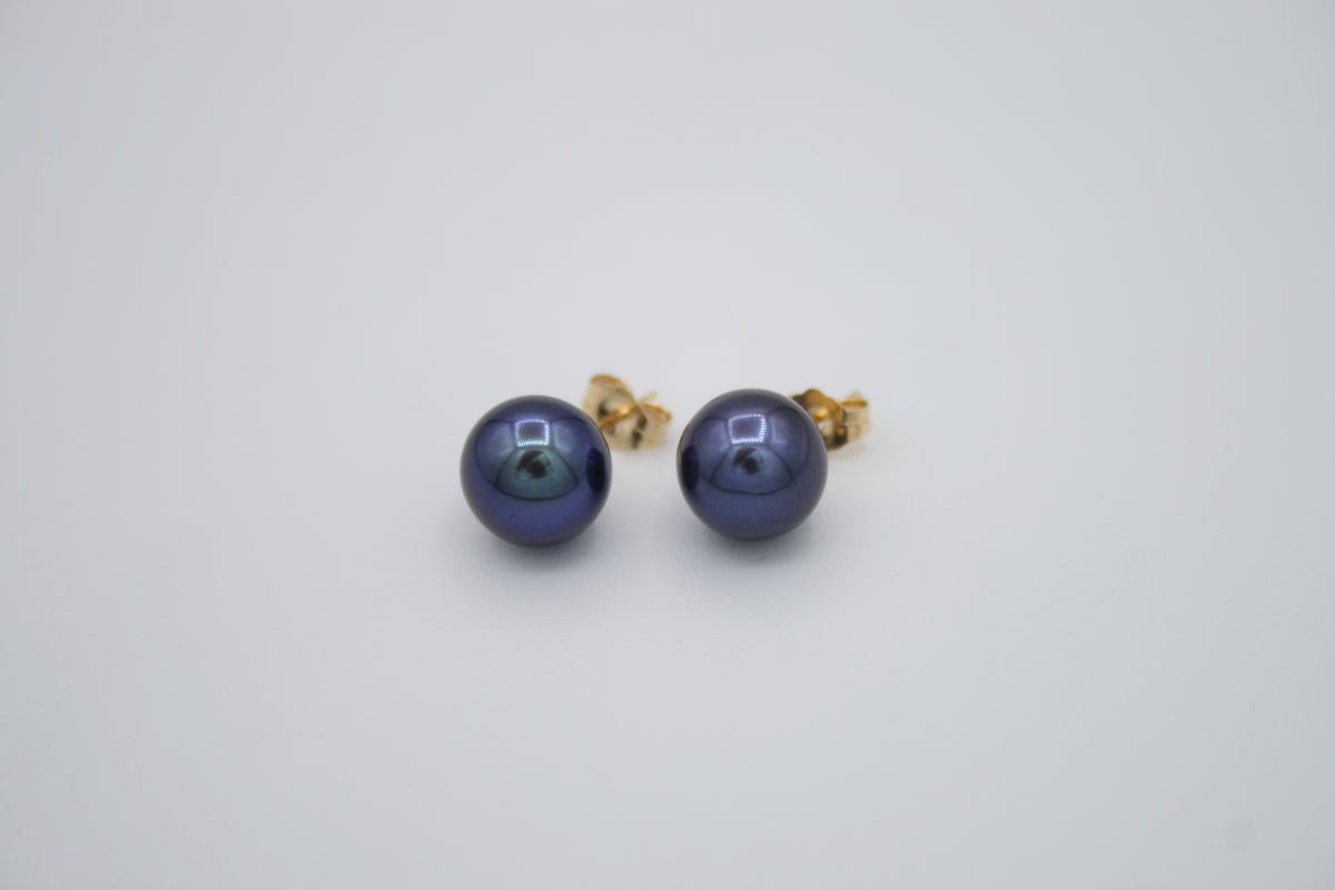 Black Freshwater Pearl Studs