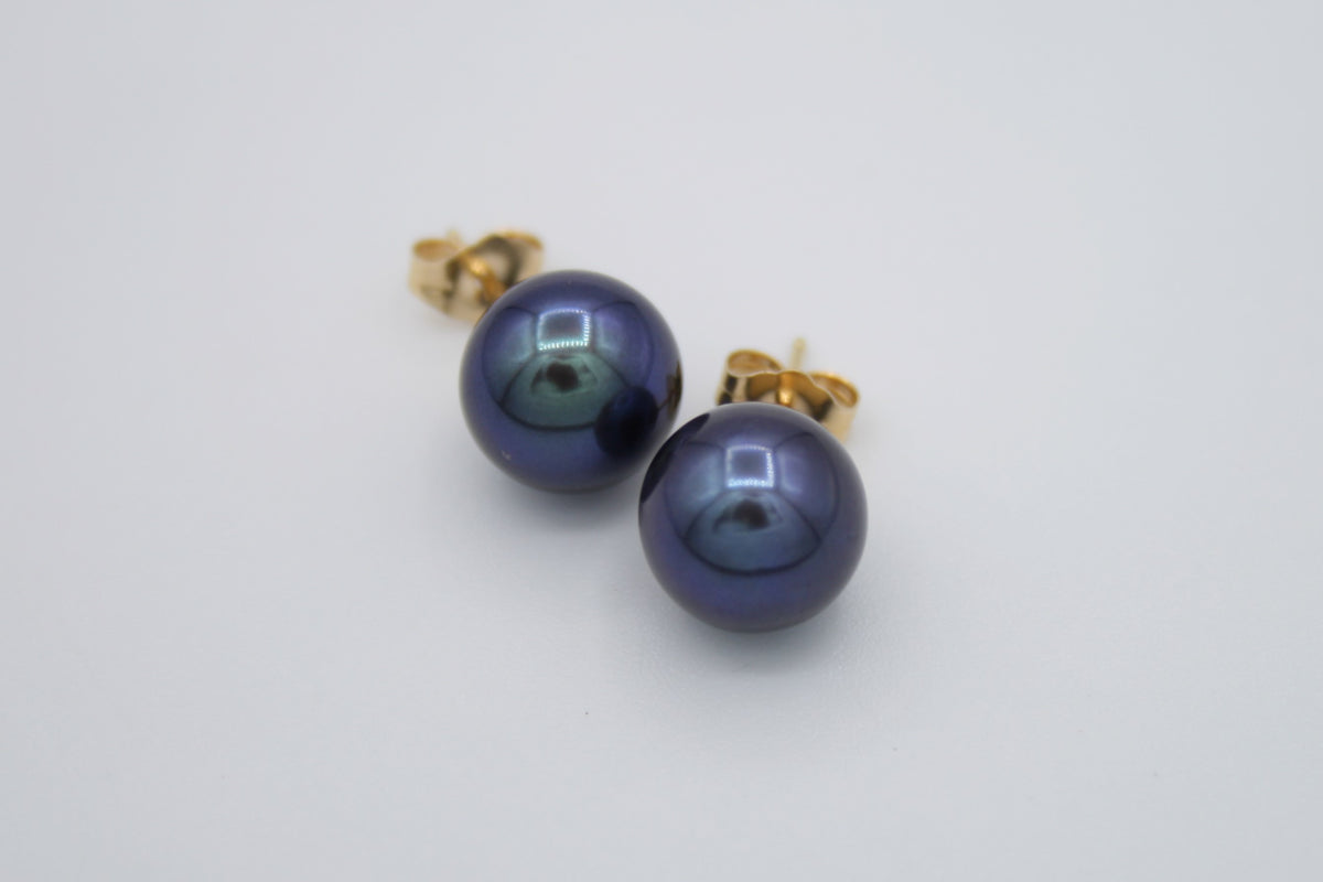 Black Freshwater Pearl Studs