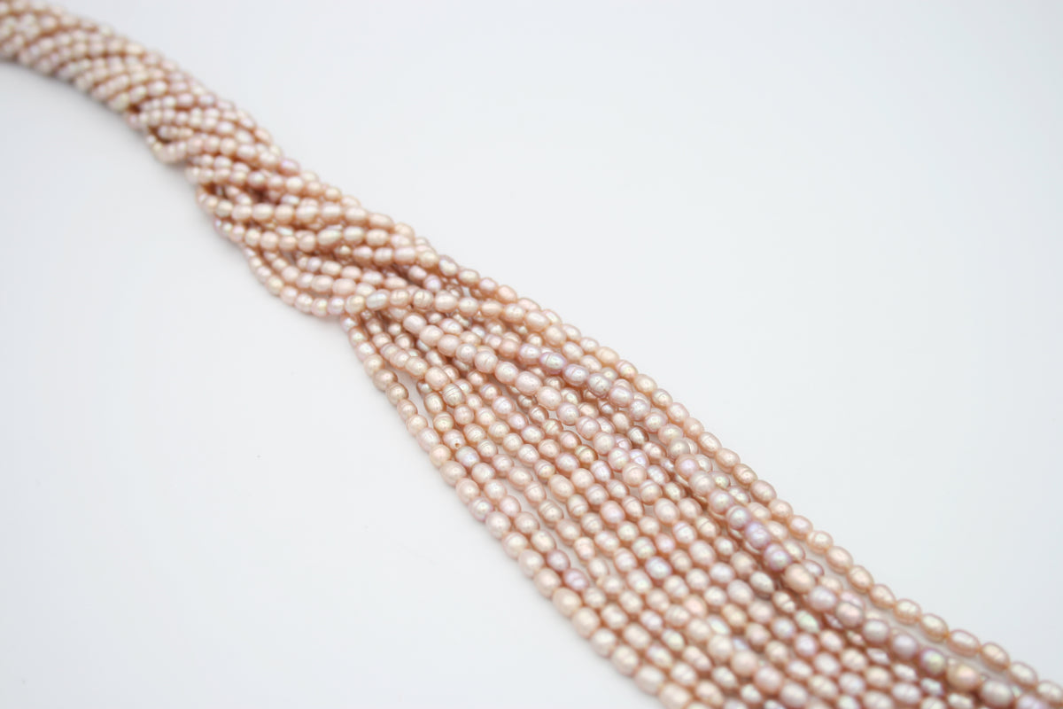 Loose Freshwater Pearls Strands Mauve Rice