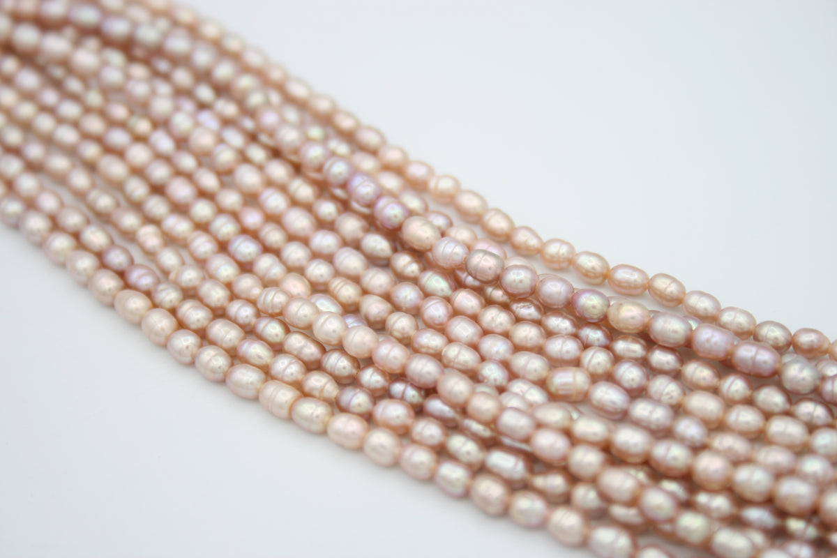Loose Freshwater Pearls Strands Mauve Rice