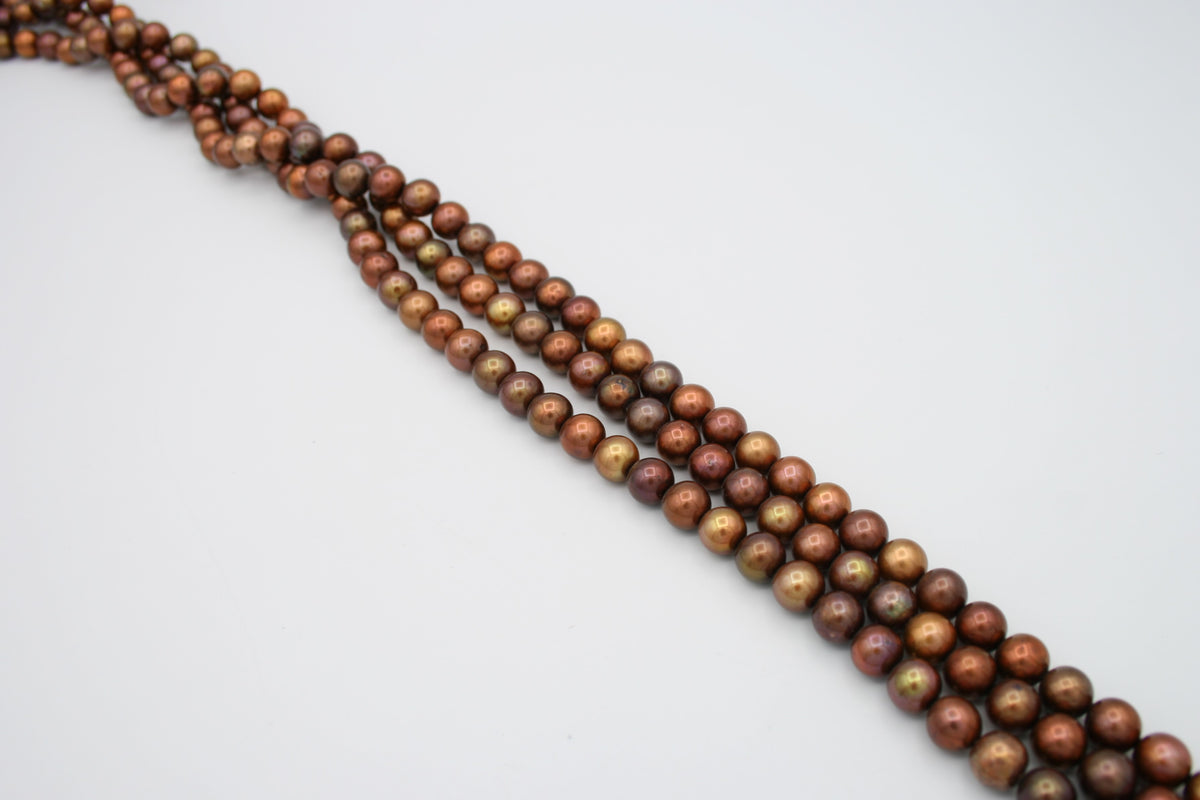 Loose Freshwater Pearl Strands Brown/Copper