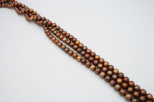 Loose Freshwater Pearl Strands Brown/Copper