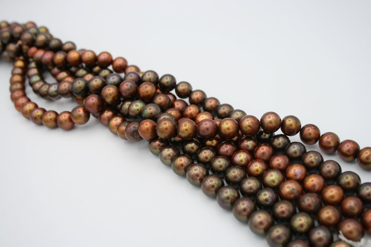 Loose Freshwater Pearl Strands Brown/Copper