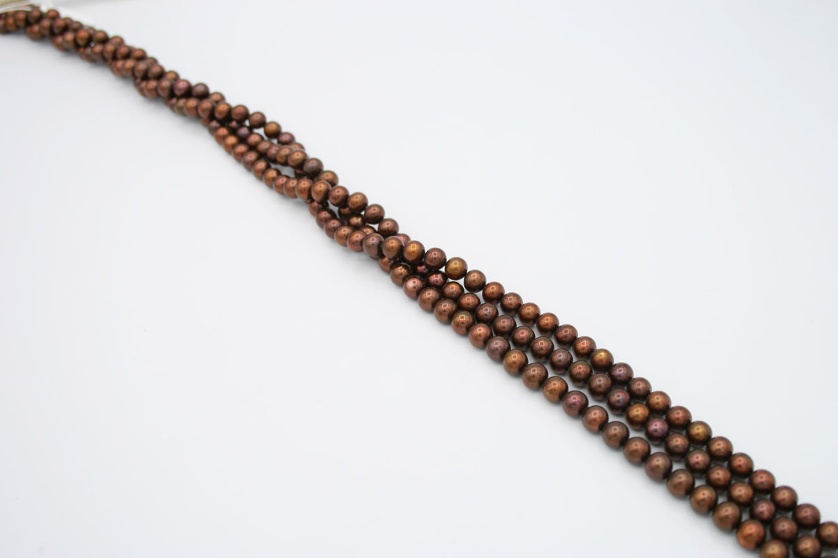 Loose Freshwater Pearl Strands Brown/Copper