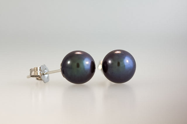 Black Freshwater Pearl Studs