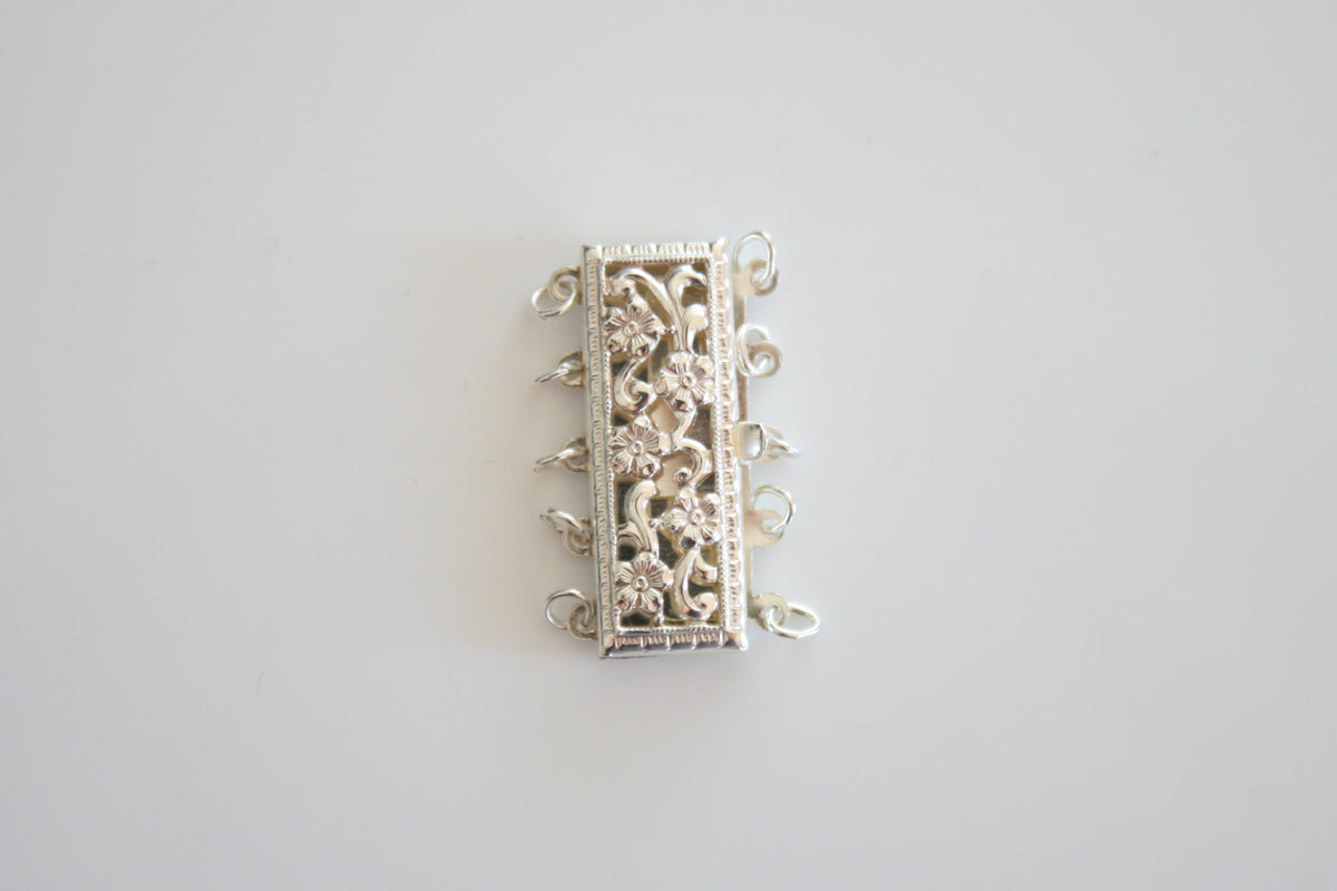 Four Strand Sterling Silver Filigree Box Clasp