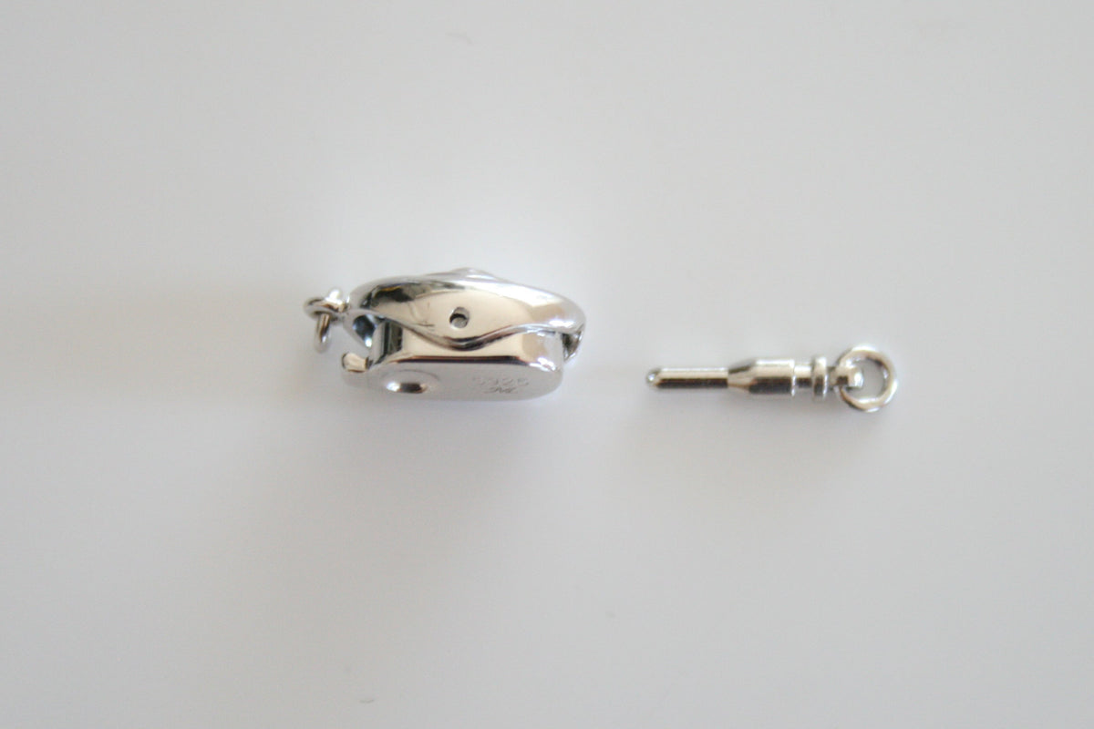 Accented "V" Sterling Silver Bean Clasp