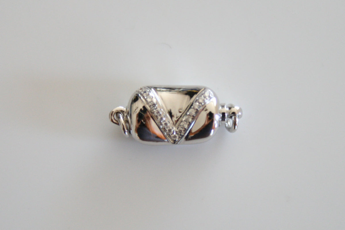 Accented "V" Sterling Silver Bean Clasp