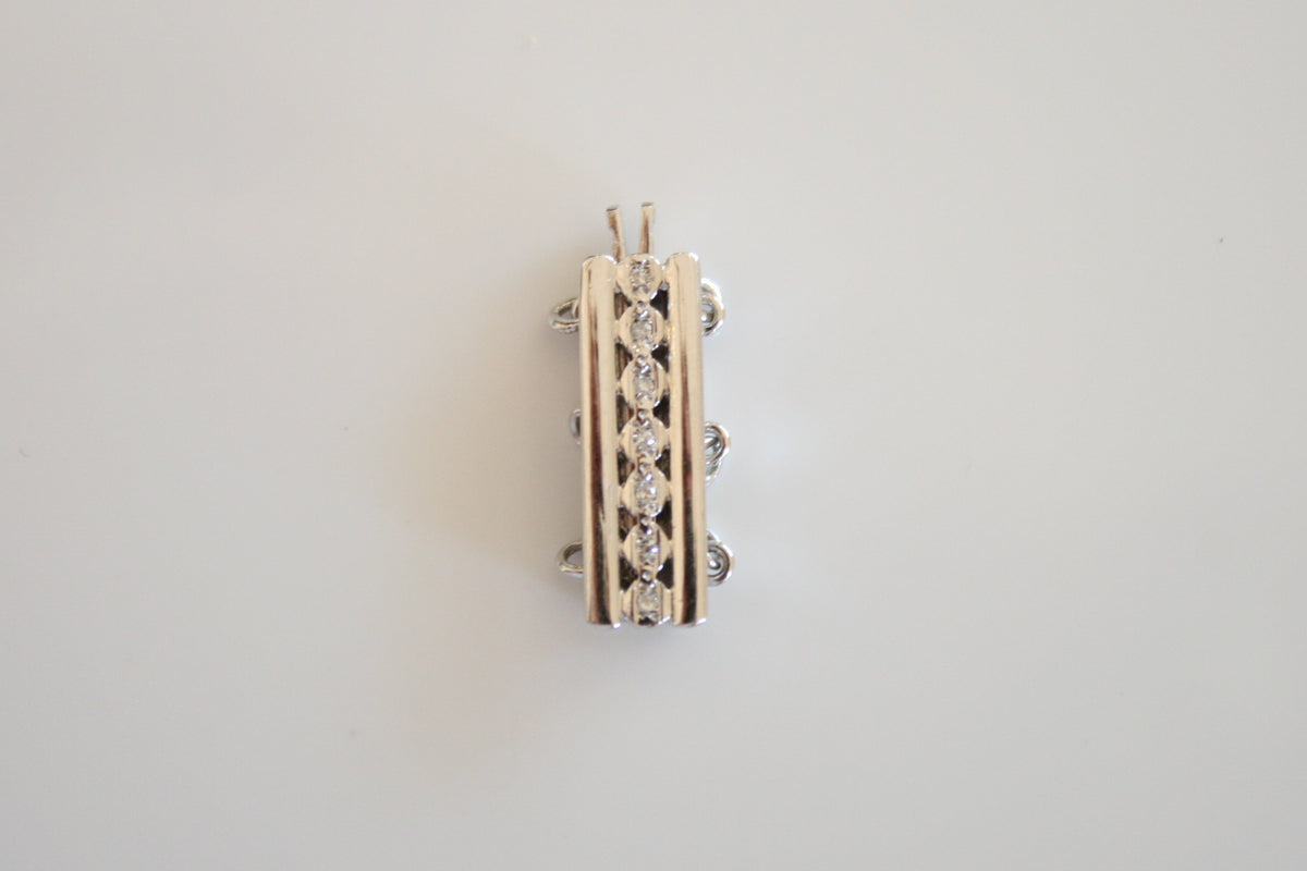 Three Strand Diamond Clasp White Gold