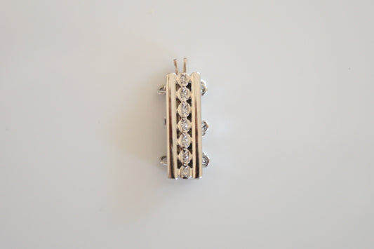 Three Strand Diamond Clasp White Gold