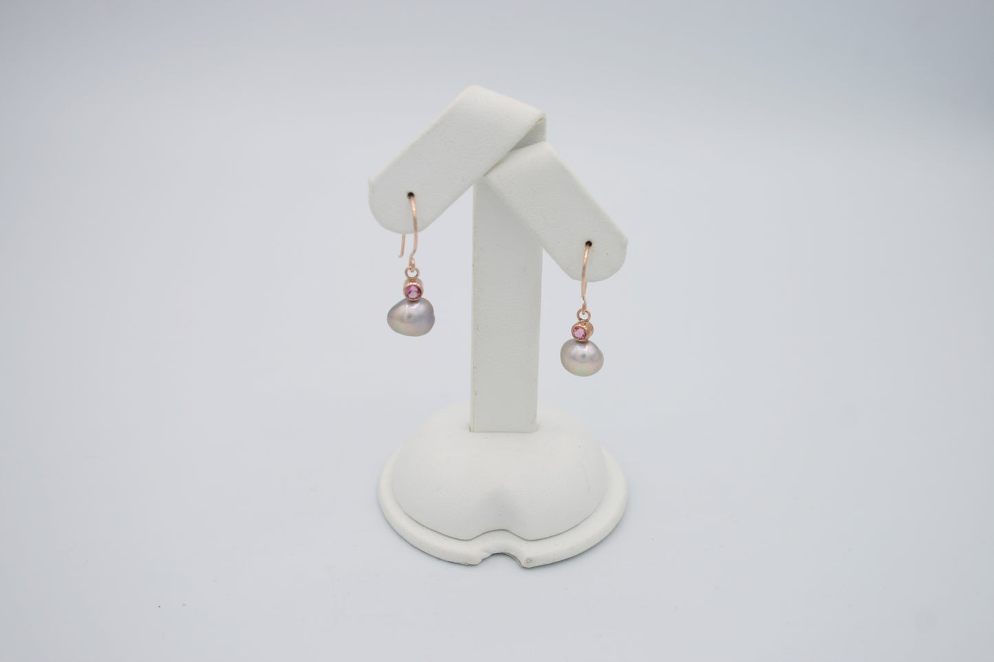 Pink Sapphire and Pearl Earrings