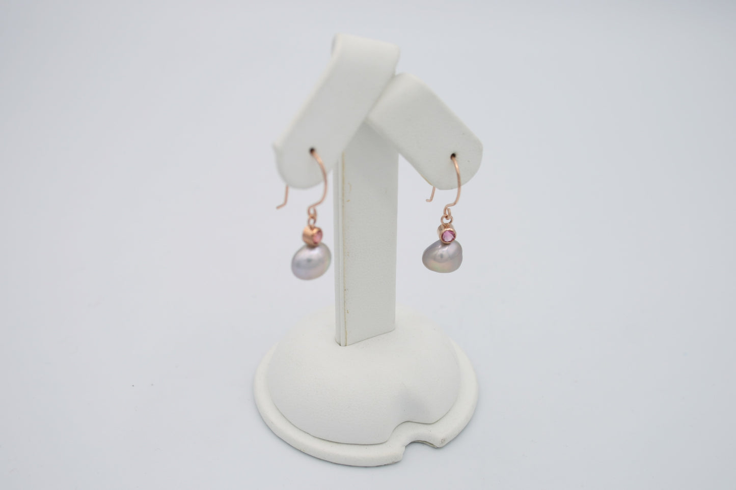 Pink Sapphire and Pearl Earrings