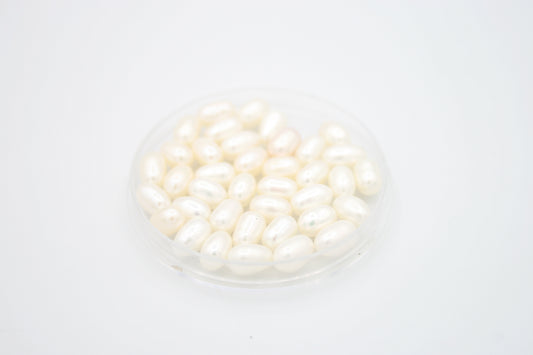 Loose Oval Freshwater Pearls Half Drilled White